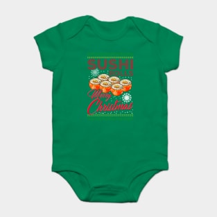 Sushi Ugly Christmas Sweater Style Funny Humor Baby Bodysuit